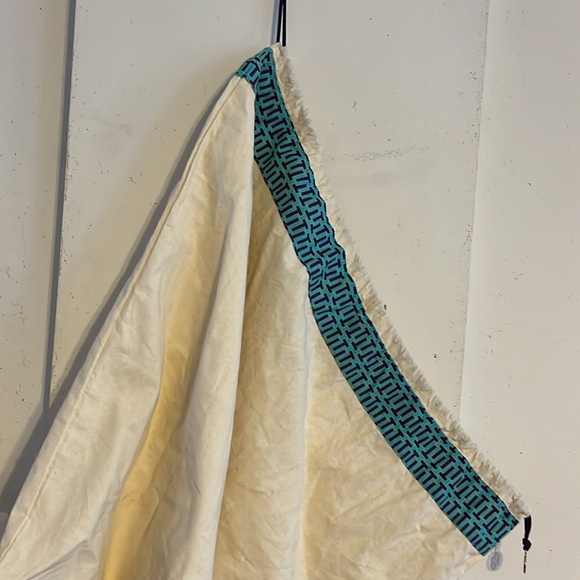 NWOT TORY BURCH ROBINSON CROSSHATCHED IVORY/BLUE LEATHER SATCHEL BAG - Picture 15 of 15